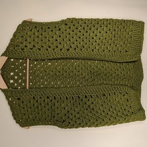 Vintage 60's handmade army green crocheted vest